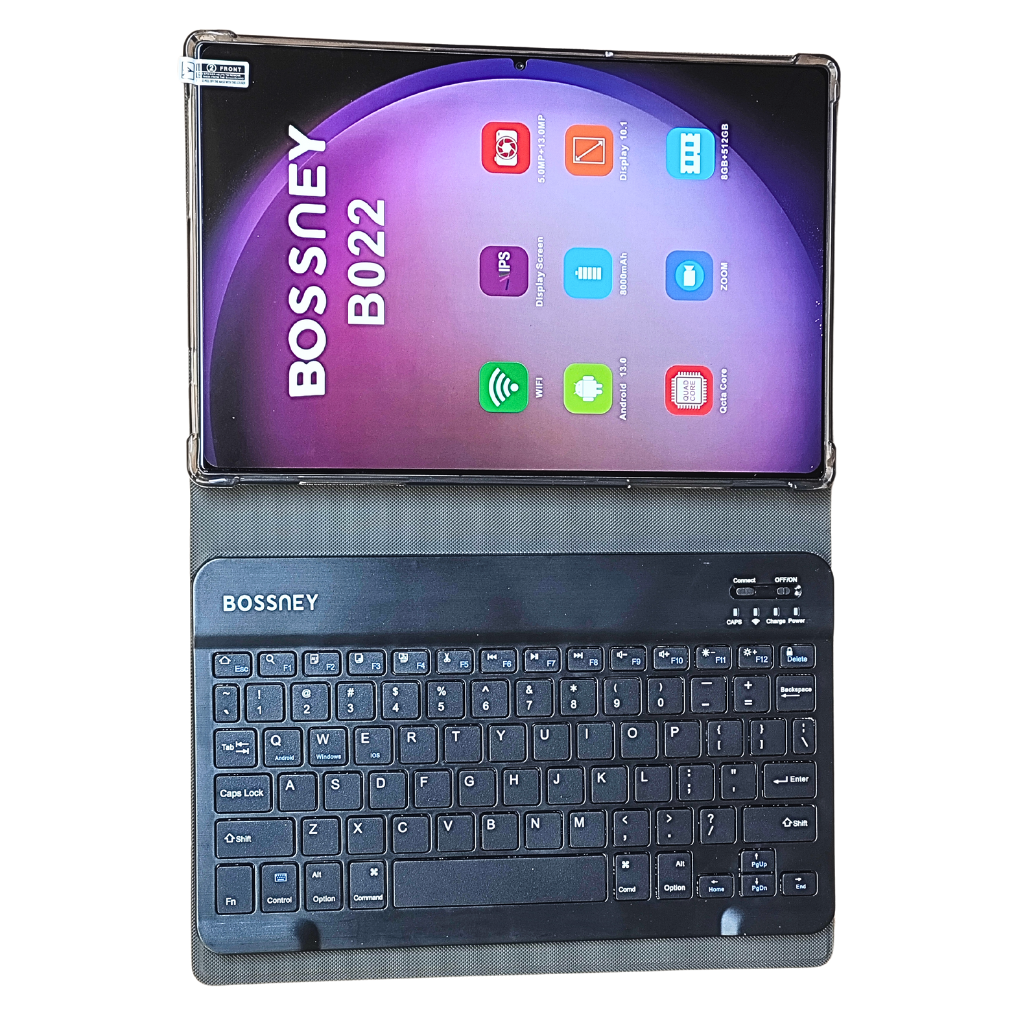 Tablet 2 en 1 Bossney B022 - 8GB RAM, 512GB + Teclado, Mouse y Funda Protectora