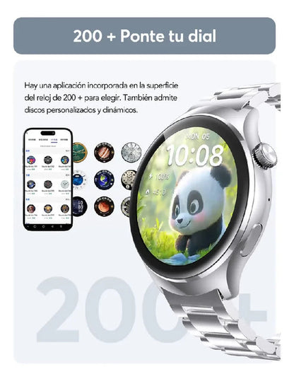 Smartwatch Metálico, Reloj Inteligente W&O Llamadas, Notificaciones, Salud, Deporte, Impermeable (color Plateado)