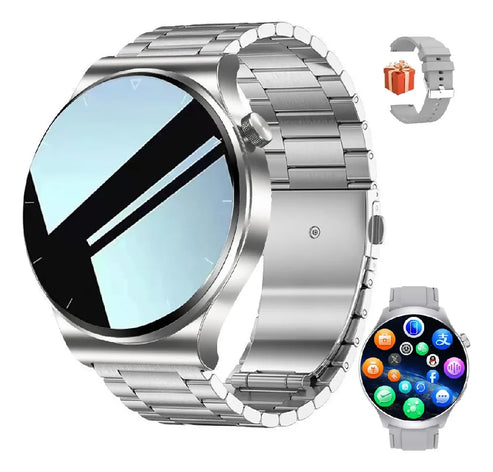Smartwatch Metálico, Reloj Inteligente W&O Llamadas, Notificaciones, Salud, Deporte, Impermeable (color Plateado)
