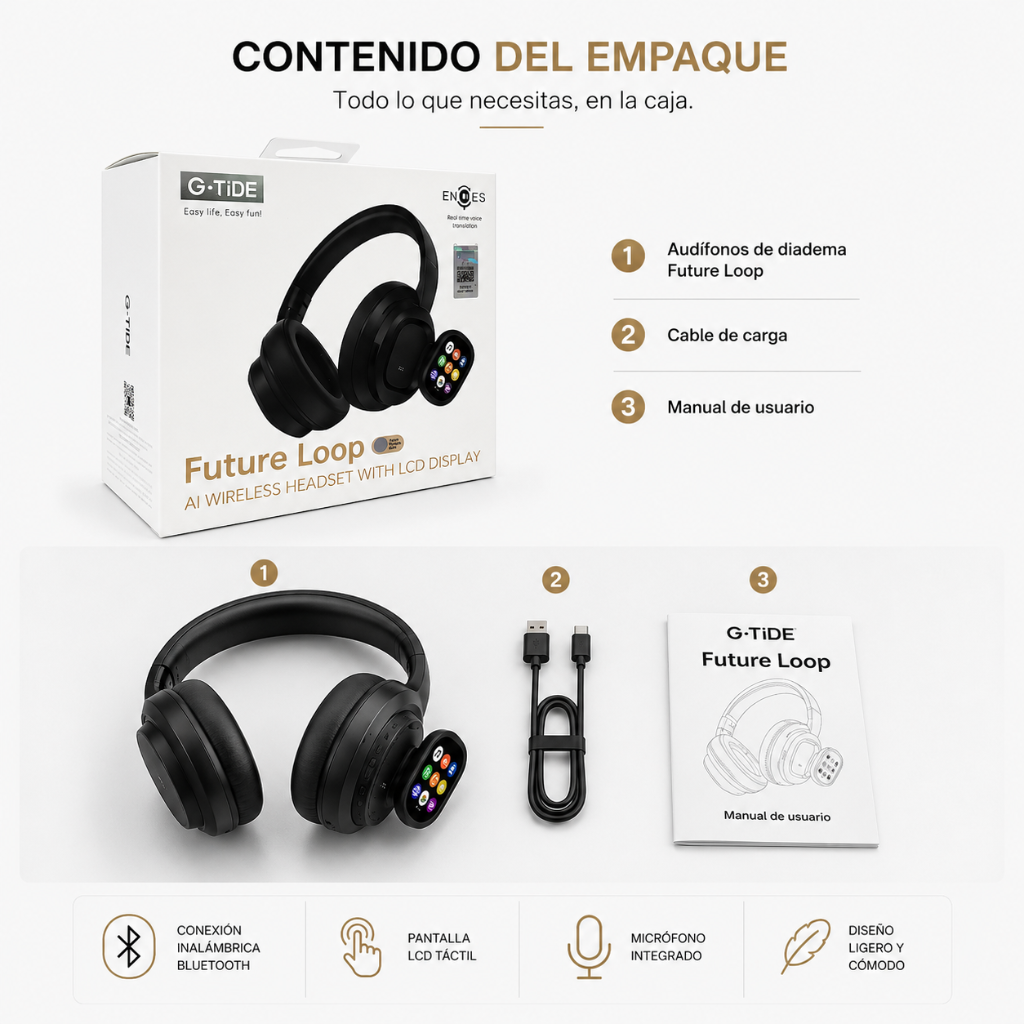 AUDIFONOS G-TIDE FUTURE LOOP + SMARWATCH HONOR CHOICE 2 EPIC AMOLED