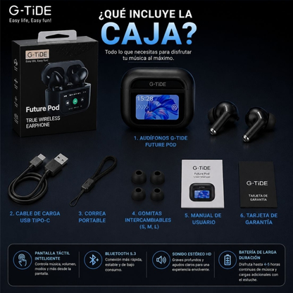 AUDIFONOS G-TIDE FUTURE POD + SMARWATCH HONOR CHOICE 2 EPIC AMOLED