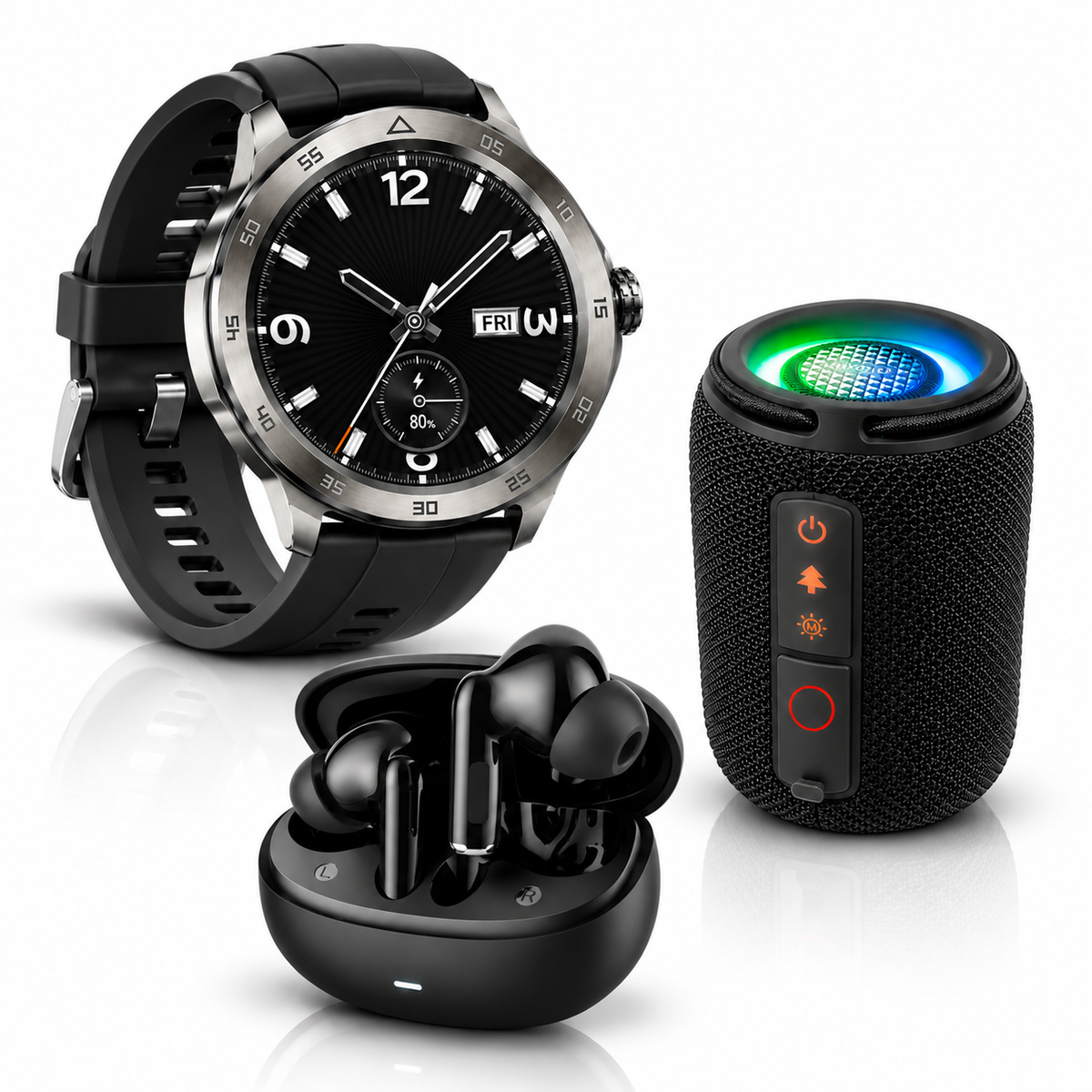 AUDIFONOS G-TIDE L42 (NEGRO) + SMARWATCH HONOR CHOICE 2 EPIC AMOLED + BOCINA G-TIDE SV30 (NEGRO)