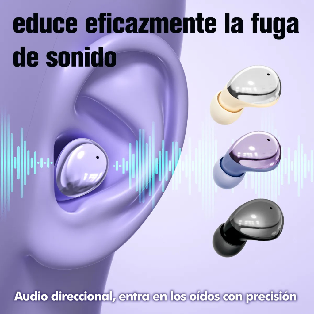 Audífonos HH More Mini T35 Bluetooth 6.0 Ultra Compactos para Sueño y Música. PÚRPURA