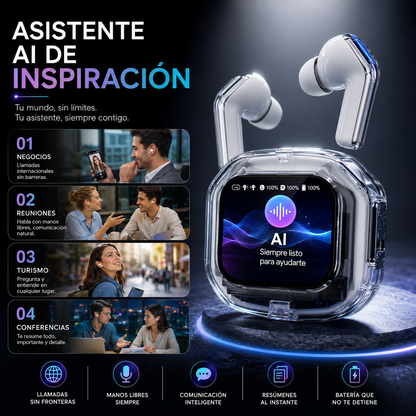 SmartBuds AI con Pantalla Táctil, Traducción Inteligente y Audio Hi-Resolution