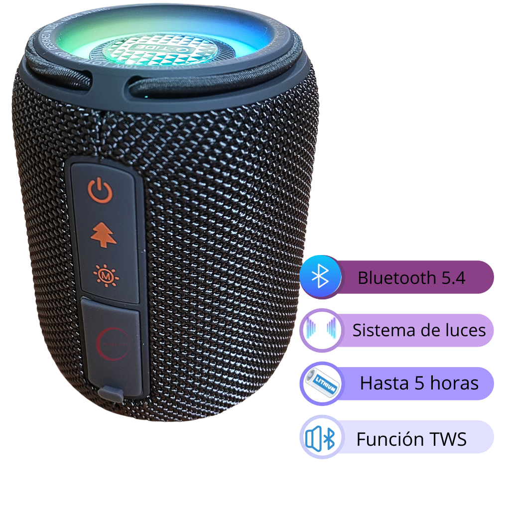 Bocina G-Tide SV30 Bluetooth Portátil  con Luces LED y Sonido Hi-Fi