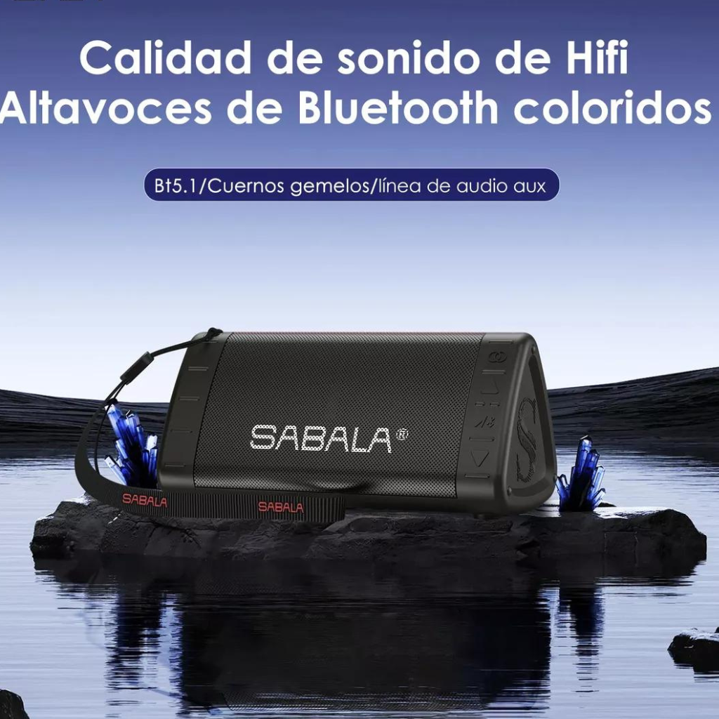 Bocina Portátil Sabala 901, audio potente y claro, bluetooth 5.1, 10W. Colores.