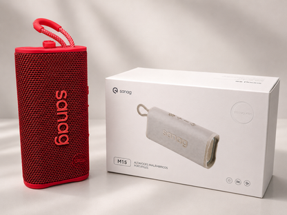 Bocina Portátil Sanag M15 Roja Bluetooth 5.4 con Luces RGB, 10W y Resistente al Agua