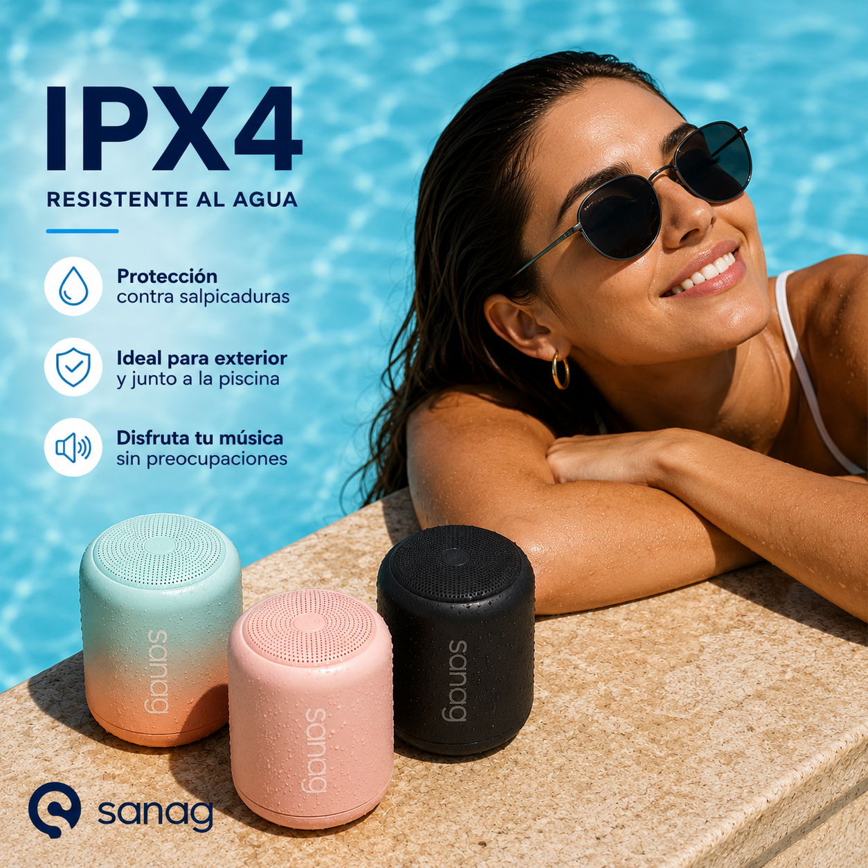 Combo Smartwatch Elegante para Dama Rosé + Audífonos G-Tide L42 Rosa + Bocina Bluetooth Sanag X6S