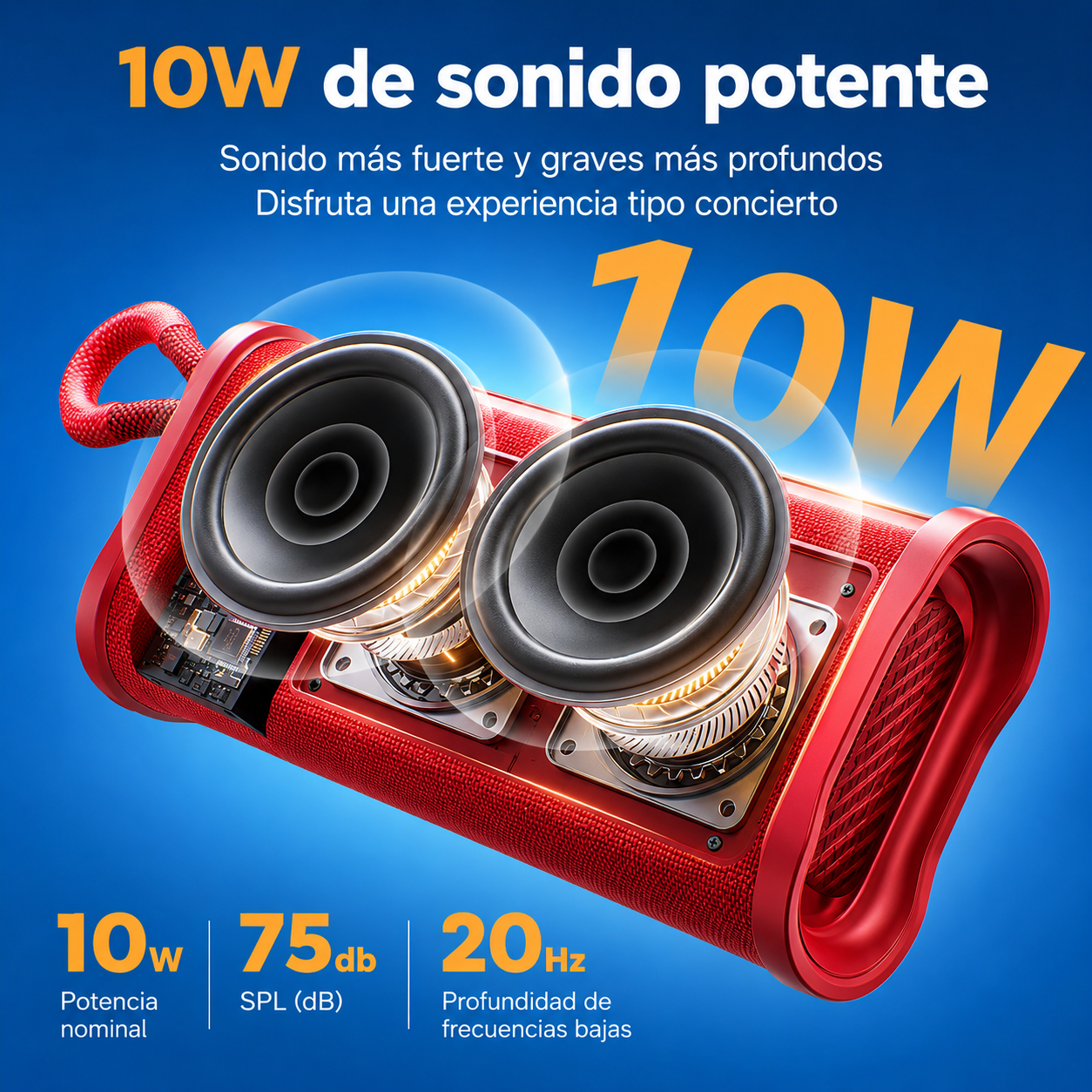 Bocina Portátil Sanag M15 Roja Bluetooth 5.4 con Luces RGB, 10W y Resistente al Agua