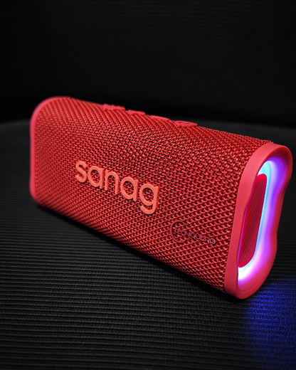 Bocina Portátil Sanag M15 Roja Bluetooth 5.4 con Luces RGB, 10W y Resistente al Agua