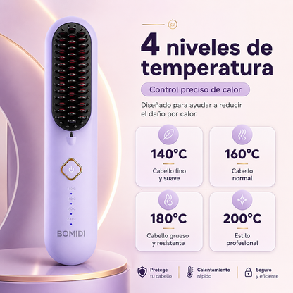 Cepillo Alisador Inalámbrico Alaciador Bomidi HB2 USB-C 4000mAh con 4 Temperaturas