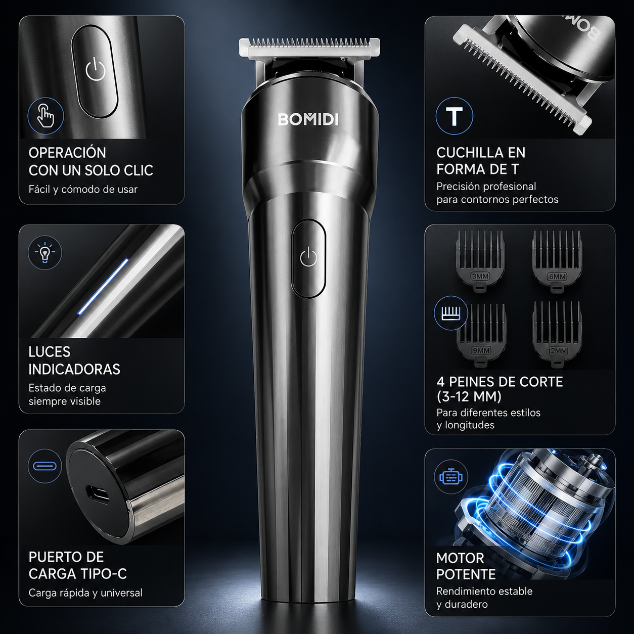 Combo BOMIDI L2 Cortadora de Cabello Recargable + Mini Afeitadora G05 Portátil