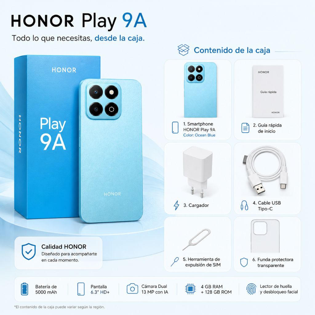 Celular Honor Play9A Ocean Blue 4+128GB