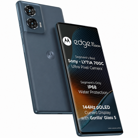 Motorola Edge 50 Fusion 5G 256GB Azul Pantalla pOLED 144Hz, Cámara Sony LYTIA 50MP, Carga 68W