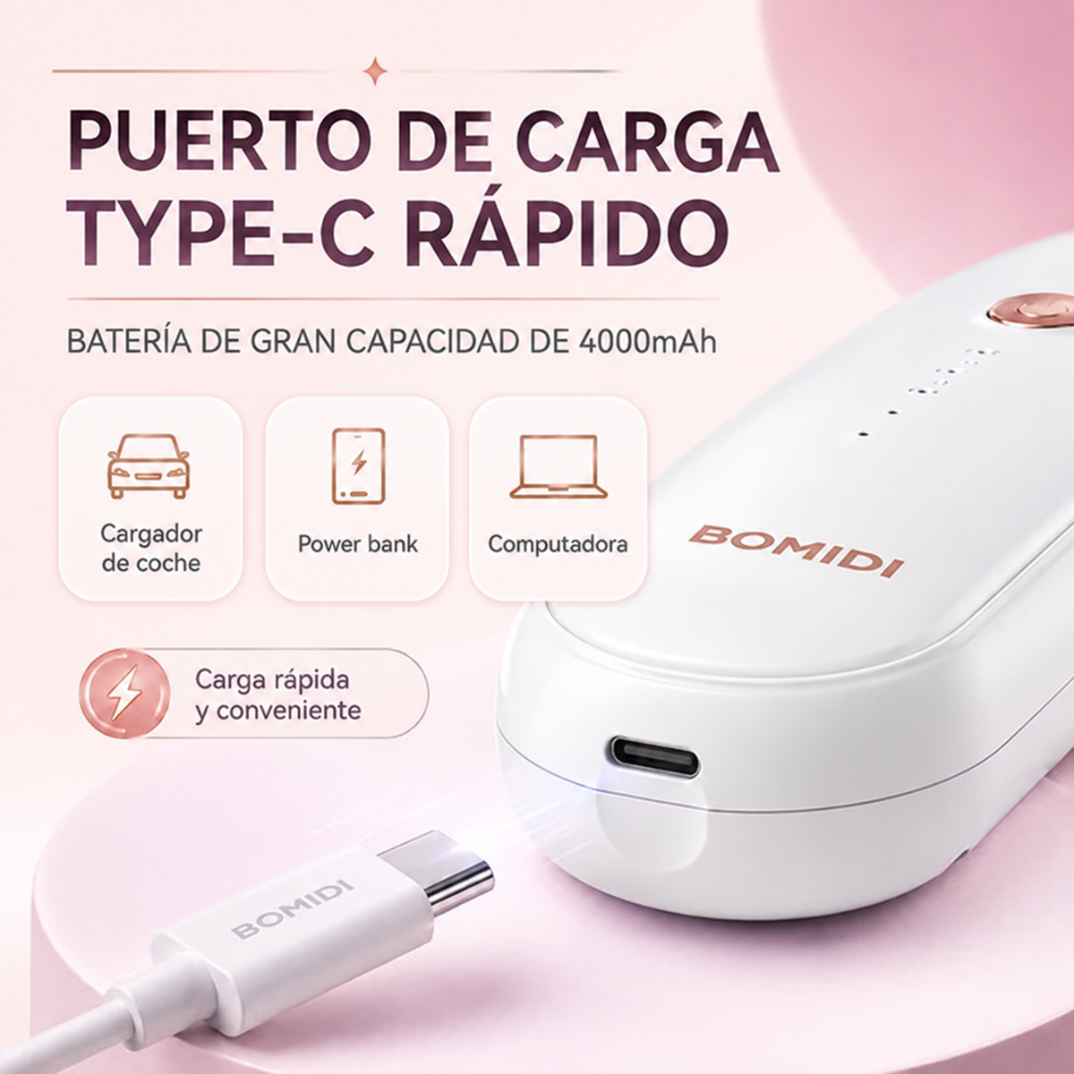 Cepillo Alisador Inalámbrico Alaciador Bomidi HB2 USB-C 4000mAh con 4 Temperaturas
