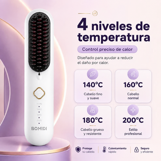Cepillo Alisador Inalámbrico Alaciador Bomidi HB2 USB-C 4000mAh con 4 Temperaturas