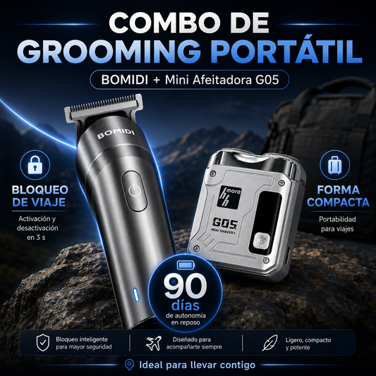 Combo BOMIDI L2 Cortadora de Cabello Recargable + Mini Afeitadora G05 Portátil
