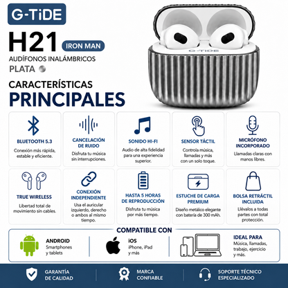 SMARTWACTH G-TIDE R6 PRO (GRIS) + BOCINA G-TIDE SV-30 + AUDIFONOS G-TIDE H21 (METAL)