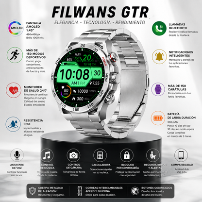 Smartwatch Filwans GTR AMOLED con Llamadas Bluetooth + Bocina Sanag X6S EXTRA BASS con Hasta 24 Horas de Batería