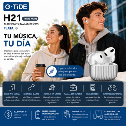 AUDIFONOS G-TIDE H21 (PLATA) + SMARWATCH HONOR CHOICE 2 EPIC AMOLED + BOCINA SANAG M15 (BEIGE)