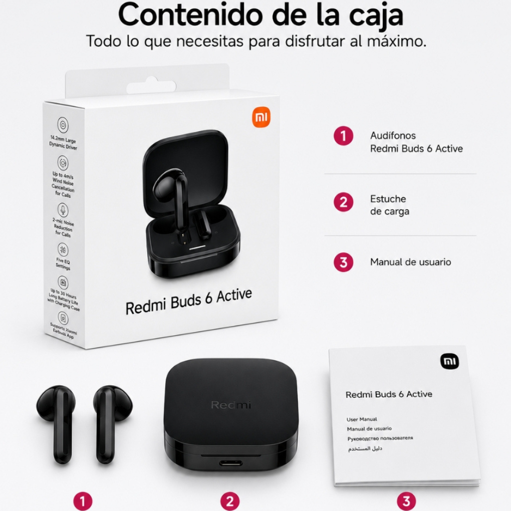 Xiaomi Redmi Buds 6 Active +  Smartwatch Deportivo HD