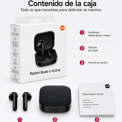 Xiaomi Redmi Buds 6 Active +  Smartwatch Deportivo HD
