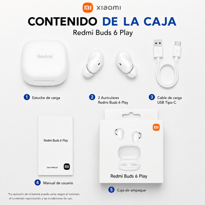AUDIFONOS REDMI BUDS 6 PLAY (BLANCO) + SMARWATCH HONOR CHOICE 2 EPIC AMOLED