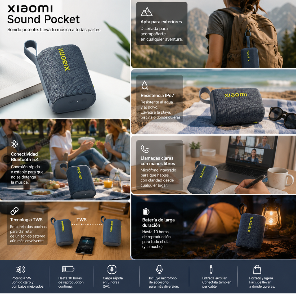 BOCINA XIAOMI SOUND POCKET (AZUL) + SMARWATCH HONOR CHOICE 2 EPIC AMOLED