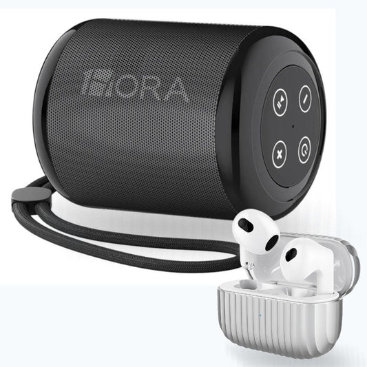 1HORA BOC062 Bocina Subwoofer (negro) y Audifonos G-tide H21 (plata)