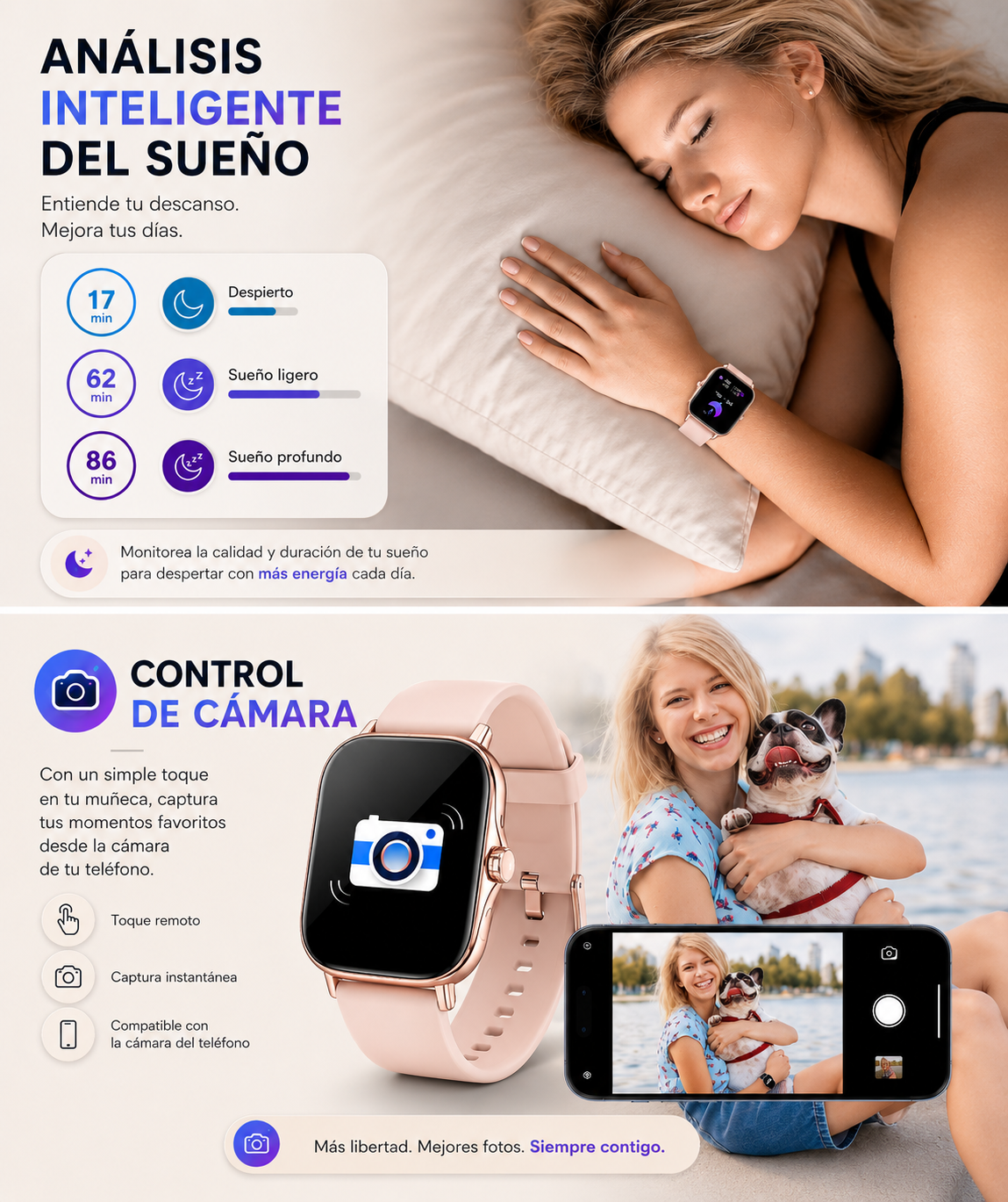 Smartwatch con Llamadas Bluetooth, Pantalla HD 1.75”  FM13 , Asistente de Voz y Modos Deportivos Rosa