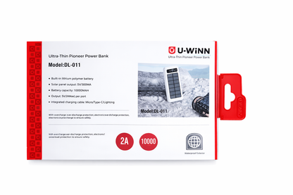 U-WINN Power Bank Solar 10000mAh – Panel Solar de Emergencia Integrado