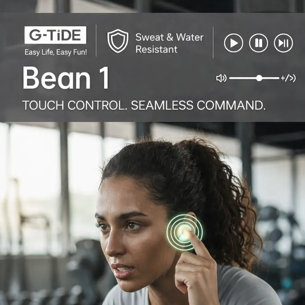 G-Tide Bean 1 Auriculares Bluetooth 5.3, Micrófono, Control Táctil y Resistencia al Sudor