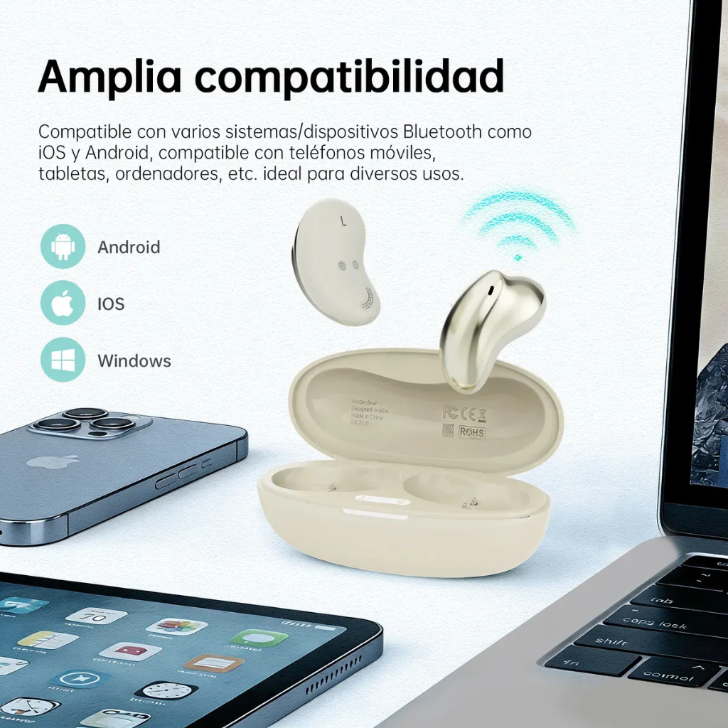 G-Tide Bean 1 Auriculares Bluetooth 5.3, Micrófono, Control Táctil y Resistencia al Sudor