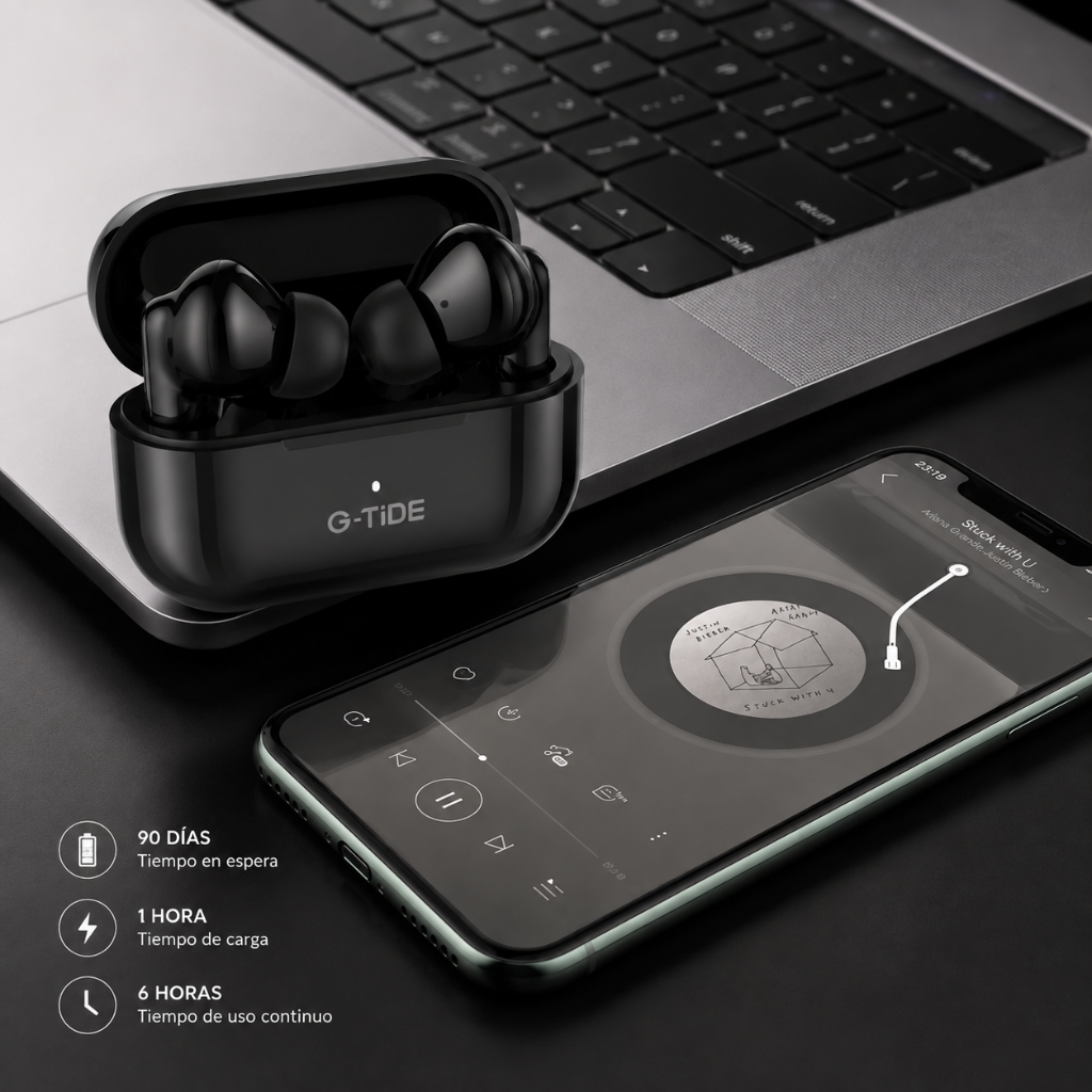 SMARTWACTH G-TIDE R6 PRO (NEGRO) + AUDIFONOS G-TIDE L22 + BOCINA G-TIDE SV-30 (NEGRA)