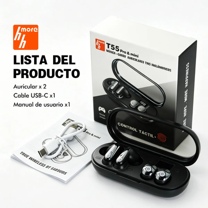 HH More T55 Pro & Mini. Dos en uno. TWS Inalámbricos Bluetooth con Control Táctil