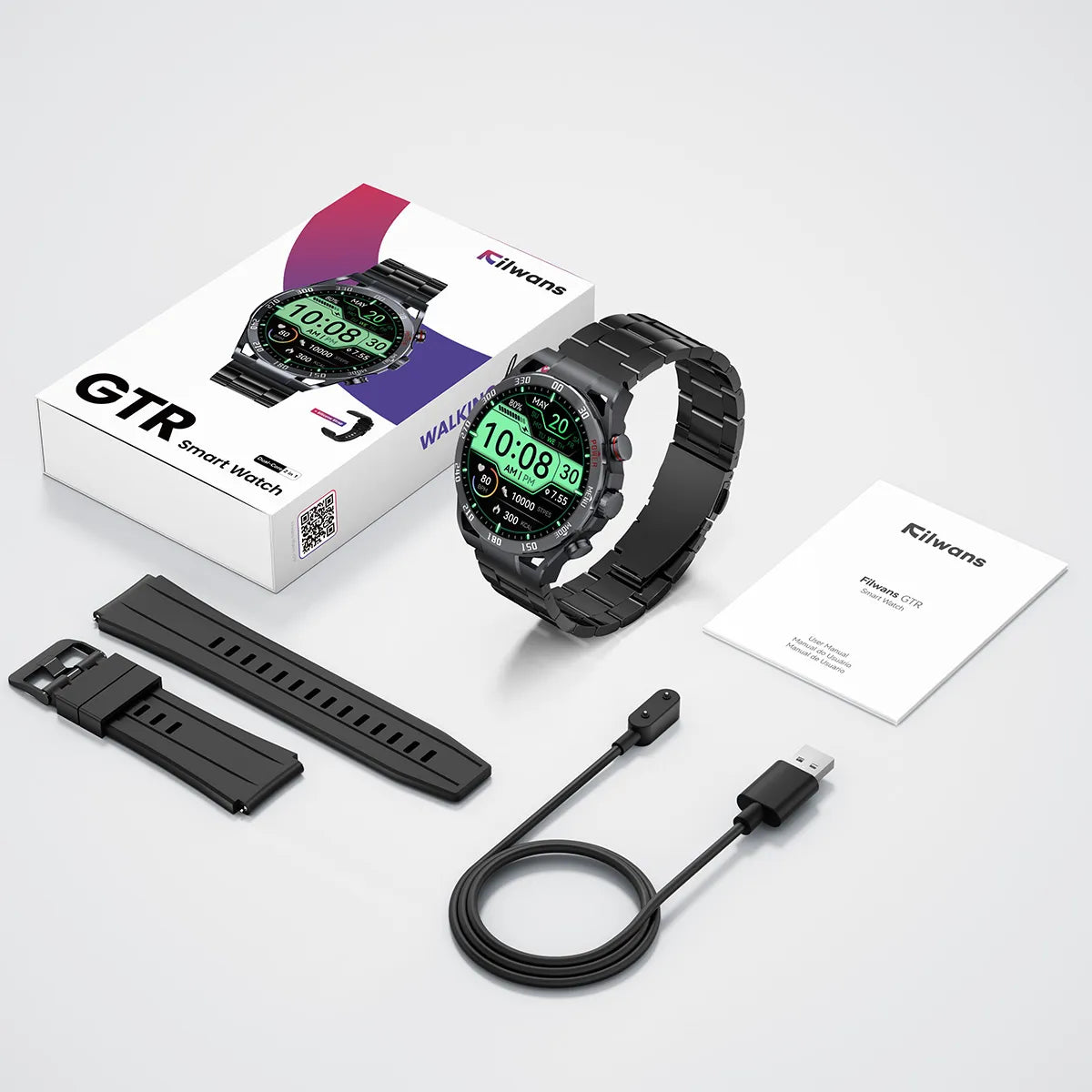 Smartwatch Filwans Gtr Amoled Bluetooth Llamadas, Mensajes.Negro