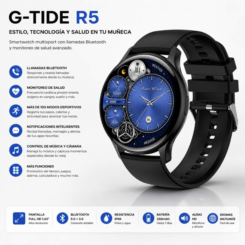 Xiaomi Sound Pocket + Smartwatch G-Tide R5 + Audífonos G-Tide L22