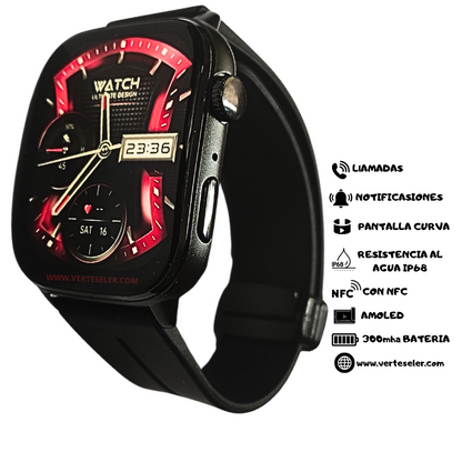 Reloj inteligente G-tide S6 pro smartwatch, pantalla curva amoled, con 3 correas y una pulsera regalo, llamadas, notificaciones