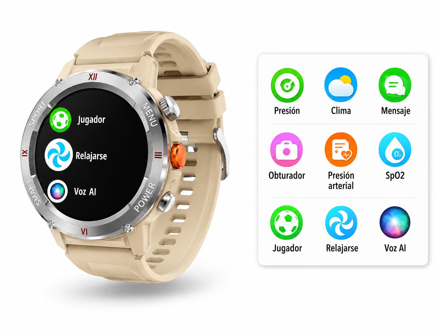 Smartwatch Bluetooth IP68 con Llamadas, Pantalla Táctil y Batería 5-7 Días