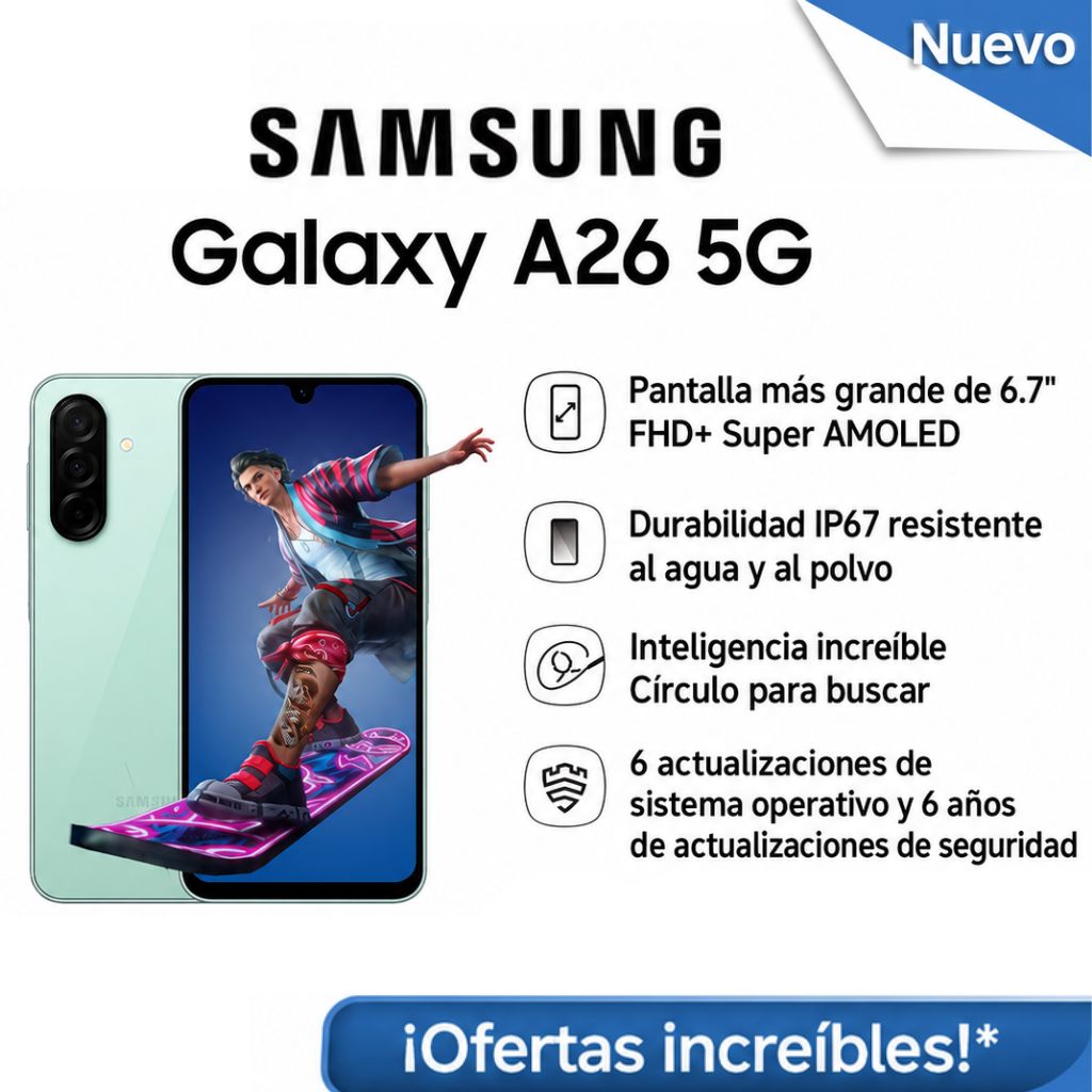 Celular Samsung Galaxy A26 5G 8GB RAM /256 GB Verde Desbloqueado.