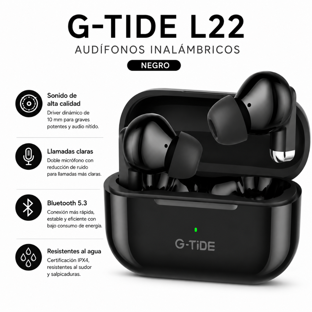 Smartwatch Deportivo + Audífonos Bluetooth G‑TiDE L22