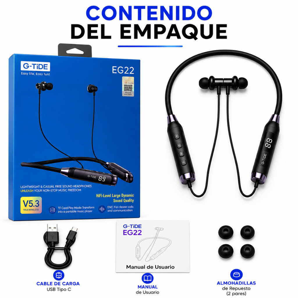 SMARTWACTH G-TIDE R6 PRO (NEGRO) + AUDIFONOS G-TIDE EG22