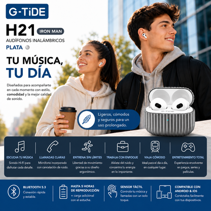 SMARTWACTH G-TIDE R6 PRO (GRIS) + BOCINA G-TIDE SV-30 + AUDIFONOS G-TIDE H21 (METAL)