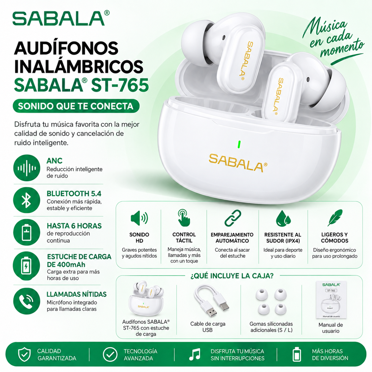 SMARWATCH HONOR CHOICE 2 EPIC AMOLED + AUDIFONOS SABALA ST-765 (BLANCO) + BOCINA SANAG M15 (BEIGE)