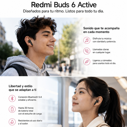 Xiaomi Redmi Buds 6 Active +  Smartwatch Deportivo HD