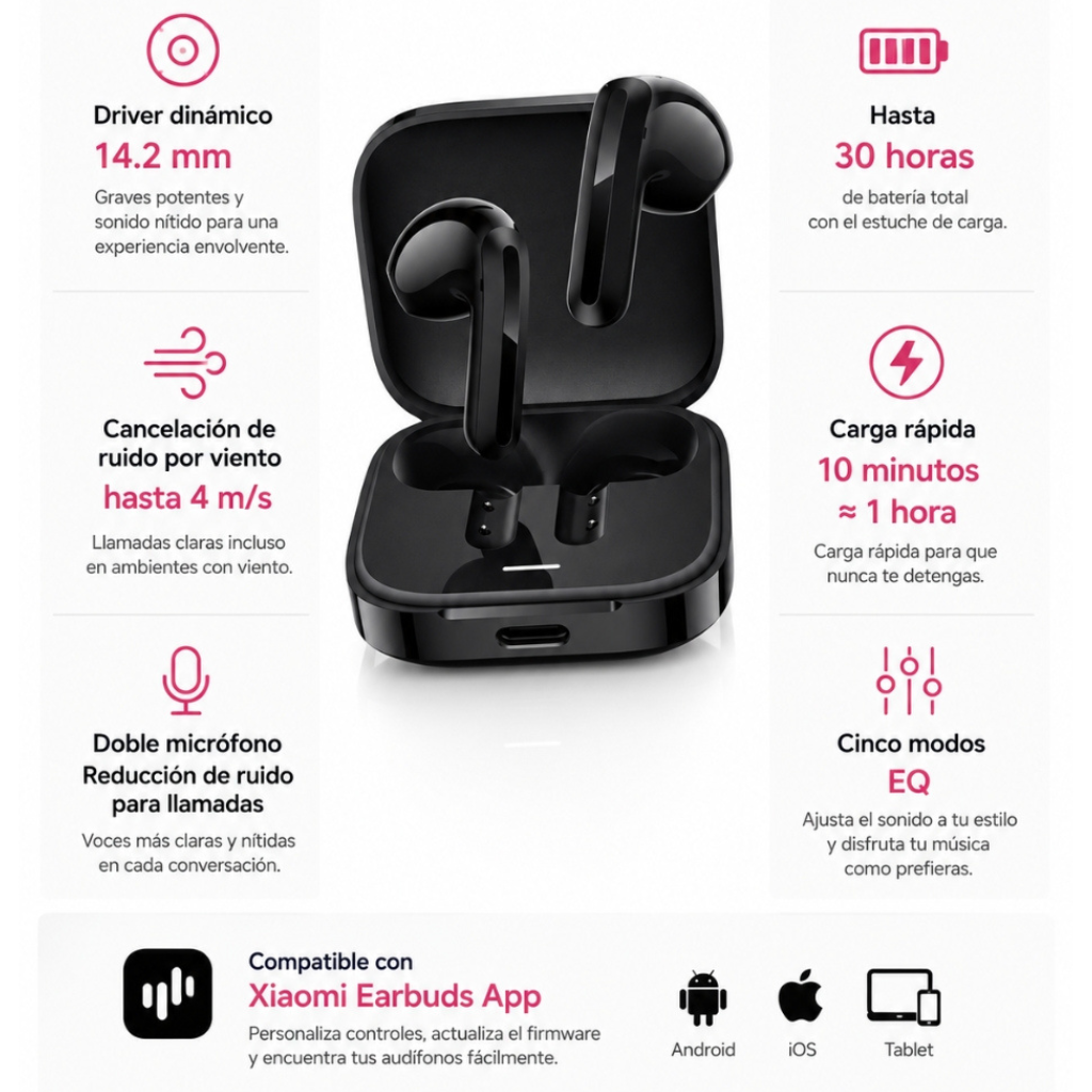 Xiaomi Redmi Buds 6 Active +  Smartwatch Deportivo HD