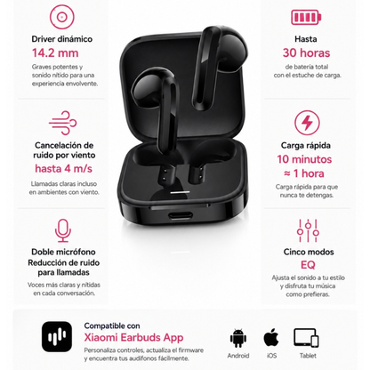 Xiaomi Redmi Buds 6 Active +  Smartwatch Deportivo HD