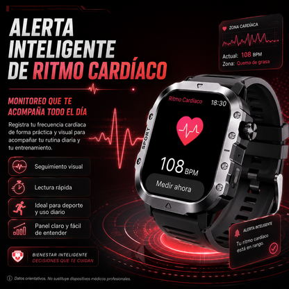 Smartwatch Deportivo HD con Llamadas Bluetooth, Linterna LED y Monitoreo de Actividad