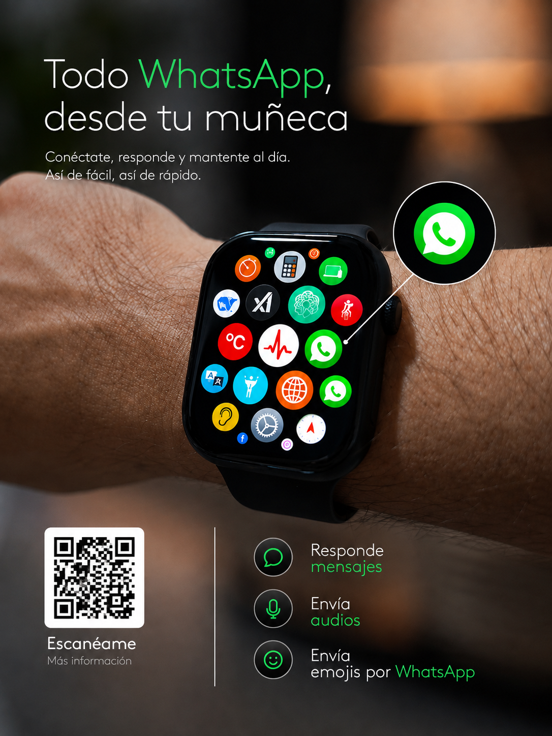 Smartwatch U5 con Mensajería, Llamadas, Audios, Emojis y Funciones Deportivas