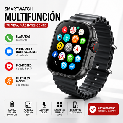Smartwatch U5 Multifunción con Llamadas, Mensajería e Inteligencia Artificial